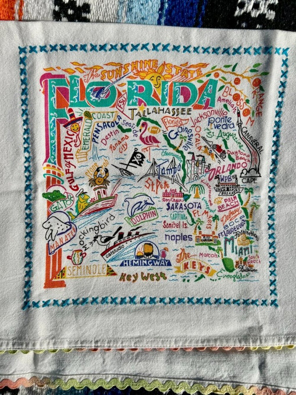 Catstudio Kitchen Towel with printed art of Florida Cities and Landmarks